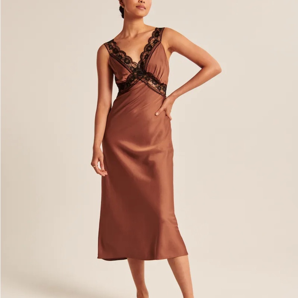 Abercrombie & Fitch satin midi slip dress